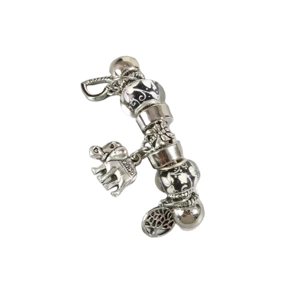 Boho Style Silver Stainless Steel Elephant Charm Bracelet - Picture 3 of 6
